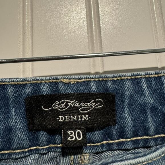 Vintage Ed Hardy Baggy Jeans Tattoo Big Print 90s Y2K Size 30 - Picture 3 of 8